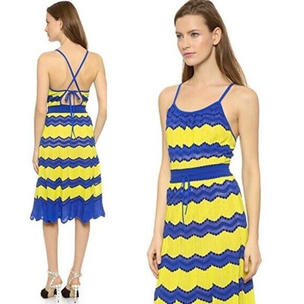 M Missoni Crochet Midi Strappy Dress Boho Sundress Zig Zag Stripe - Picture 2 of 9